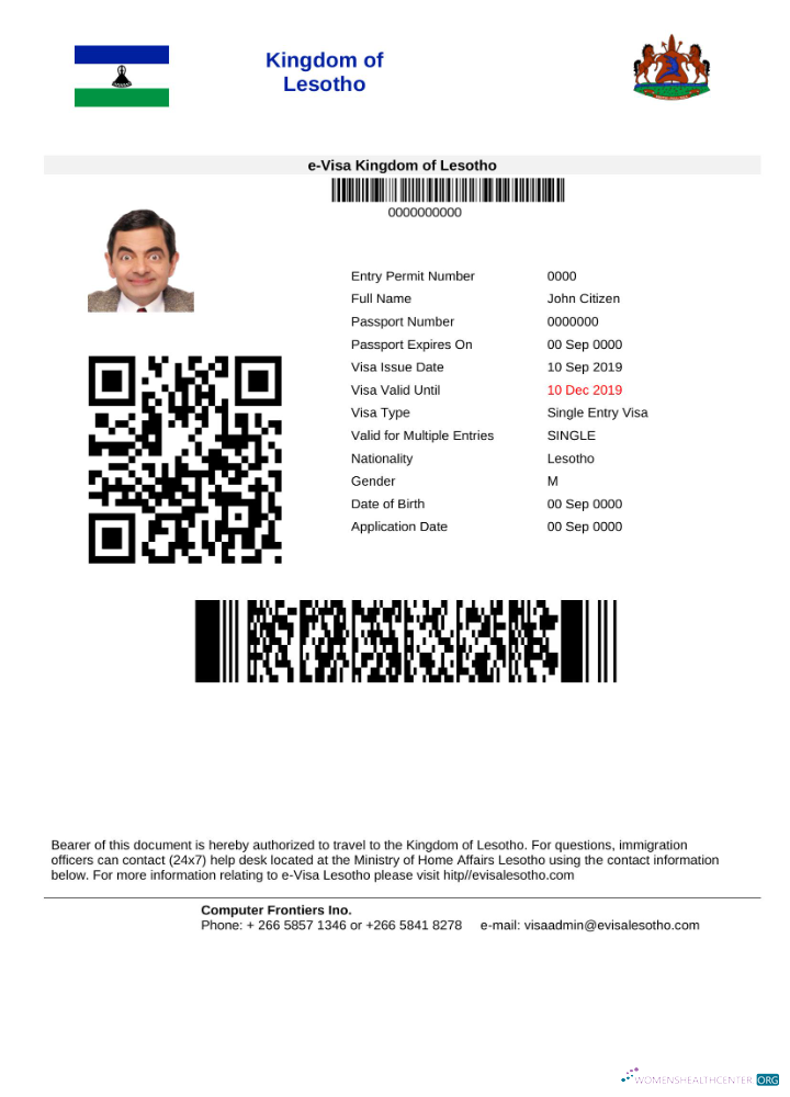 Download Lesotho e visa in Word and PDF template Photoshop template